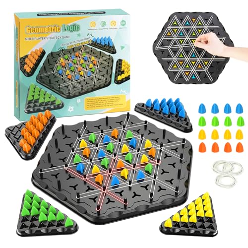 Triggle Spiel Gummibänder, Triggle Brettspiel Ketten Dreieck Schachspiel Interaktives Absteckspiel Strategie Familienpartyspiel Spielzeug Klassische Desktop Brettspiele für Kinder Kinetisches von TOGETDREAM