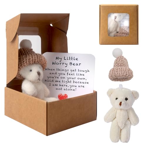 Sorgenbär Umarmung in einer Box, A Little Pocket Bear Hug Mini-Plüschbären in Box, Gute Besserung, Geschenke für Kinder, Taschenbären mit inspirierender Karte, positives Geschenk für Frauen und Männer Sorgenbär Umarmung in einer Box, A Little Pocket Bear Hug Mini-Plüschbären in Box, Gute Besserung, Geschenke für Kinder, Taschenbären mit inspirierender Karte, positives Geschenk für Frauen und Männer von TOGETDREAM