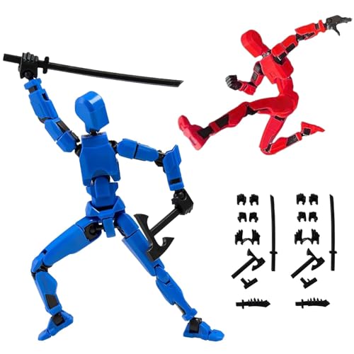 2 Stück T13 Action Figure T13 Actionfigur mit Mehreren Gelenken 3D-Druck von Beweglichen Figuren 13 Articulated Robot Dummy Action FiguresDesktop-Dekorationen Geschenk für Kinder Erwachsener von TOGETDREAM