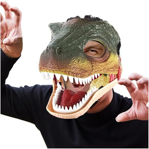 Dino Maske mit Beweglichem Kiefer, Halloween Maske Dino Maske mit Soundeffekten Halloween Realistische Dinosaurier Kopf Maske Raptor Dinosaurier Maske für Kinder und Erwachsene Gartenparty Deko von TOGETDREAM