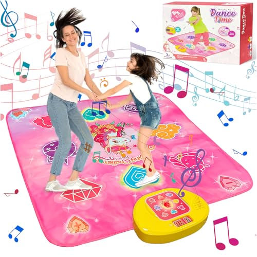 TOGETDREAM Tanzmatte Kinder Spielzeug, Musical Tanzmatte Spiel mit 5 Spielmodi 3 Herausforderungslevels Einstellbare Lautstärke Tanzmatte mit LED Leuchten Weihnachts Geschenke für Mädchen Jungen von TOGETDREAM