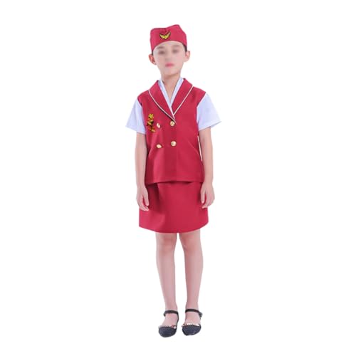 TOGEVAL 1 Satz Cosplay-Zubehör Kinder Rolle Cosplay-Kostüm für Kinder Flugbegleiter Kostüm für Kinder Flugbegleiterin Kostüm für Mädchen Werkzeug für Rollenspiele Performance-Kleidung von TOGEVAL