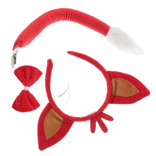 TOGEVAL 1 Satz Fuchs Stirnband Tierschwänze Für Fuchsohren Cosplay Stirnband Cosplay-fuchsohren Fuchsschwanz Halloween-ohren-stirnband Fuchsplüsch Süße Fuchsohren Rot Polyester von TOGEVAL