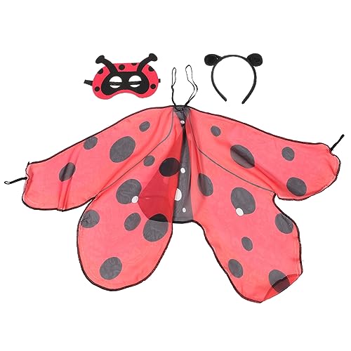 TOGEVAL 1 Satz Marienkäferkostüm für Mädchen Marienkäfer-Kostüm Marienkäfer Zubehör Ladybug Kostümzubehör Ladybug Kopfschmuck Marienkäfer-Haarschmuck Halloween-Flügel für Mädchen von TOGEVAL