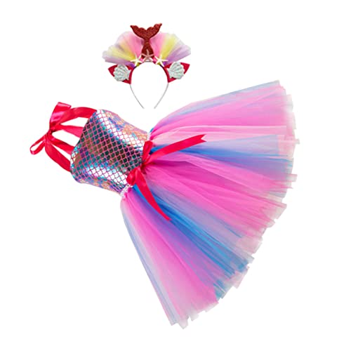 TOGEVAL 1 Satz Mesh-rock Prinzessinnenkostüm Für Mädchen Kleider Für Mädchen Stirnbänder Für Kleine Mädchen Paillettenrock Für Mädchen Einhorn-tutu-kleid Mädchenkostüme Rosa Gittergewebe von TOGEVAL