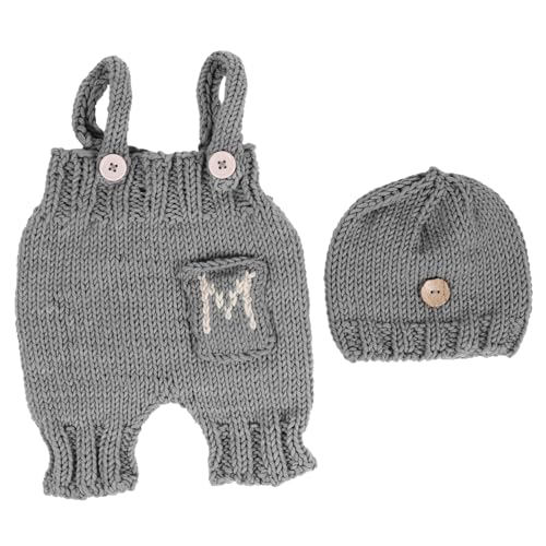 TOGEVAL 1 Satz Neugeborene Hosenträger Gestrickte -outfits Neugeborener Anzug Für Jungen Kostüm Für Neugeborene Hosenanzug Säuglingsanzug Babyanzüge Milch-baumwoll-material Grey von TOGEVAL