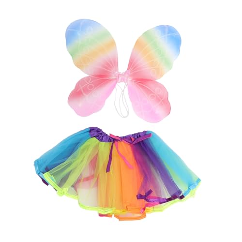 TOGEVAL 1 Satz Schmetterlingsflügel eingestellt Mädchenröcke Tutu-Kleider Mädchen-Outfit kleidung kinder moebel dance Kostümzubehör für Kinder Party dekorativer Flügel Mesh-Tuch Colorful von TOGEVAL