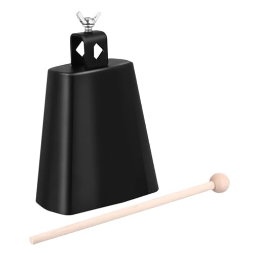 TOGEVAL 1 Satz Schwarze Kuhglocke Ring Bausatz Das Laute Tassenhorn Bärenhorn Schaf Glocke Musikinstrumente Kuhglocken Kinderinstrument Krachmacher Mit Stock Schlaginstrument Black Metall von TOGEVAL