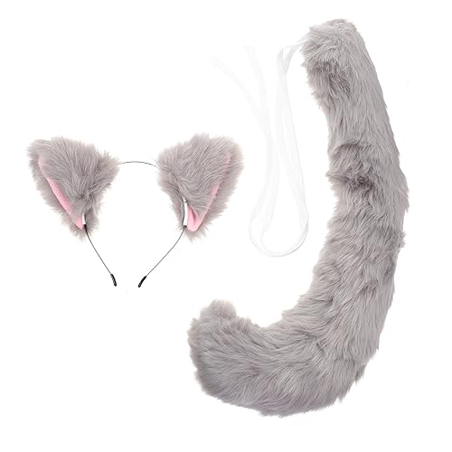 TOGEVAL 1 Satz Stirnband Mit Katzenohren Füchse Cosplay Füchse Ohr Stirnband Füchse Cosplay Haarschmuck Kostüme Tier-cosplay-versorgung Fursuit- Grey K Kaninchenfellstoff von TOGEVAL