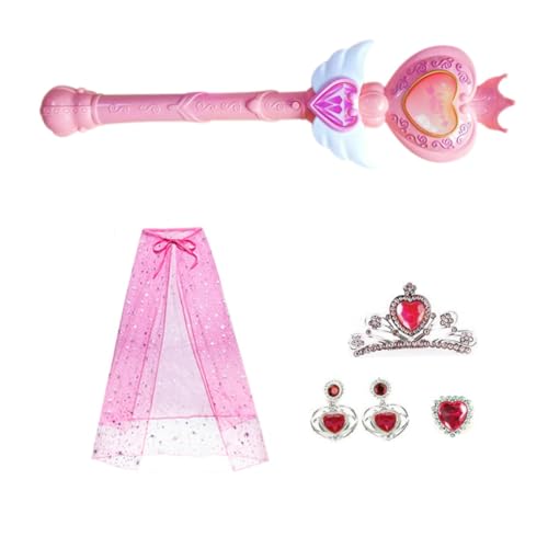 TOGEVAL Kostüm Jungen und Mädchen Prinzessin Cape Set Fee Stick Leuchtende Zauberstäbe Mädchen Kostüm Foto Requisiten von TOGEVAL