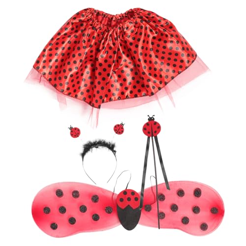 TOGEVAL 1 Set Marienkäferflügel Und Zauberstab Mädchen Outfits Mädchen Stirnbänder Mädchen Marienkäfer Kostüm Für Die Dekoration Mädchen Marienkäfer Kostüm Für Cosplay von TOGEVAL