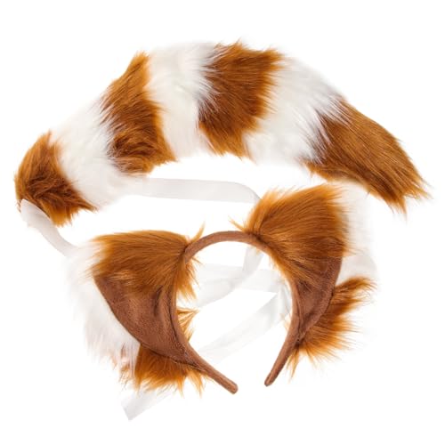 TOGEVAL 1 Set Performance Requisiten Tierohr Haar Zubehör Cosplay Tierohr Tierkostüm Tierohr Haarband Cosplay Zubehör Tierohr Stirnband Fuchs Kostüm Schokoladenplüsch von TOGEVAL