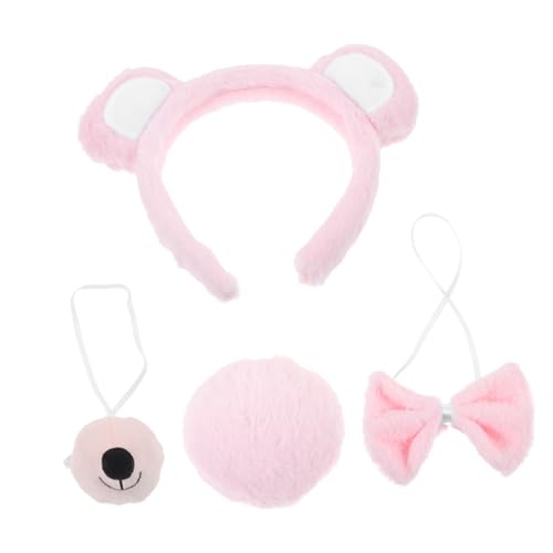 TOGEVAL 1 Set Stirnband Zubehör Ohr Stirnband Tier Kostüm Zubehör Bär Kostüm Zubehör Cosplay Bär Kostüm Tier Bär Kostüm Plüsch Rosa von TOGEVAL