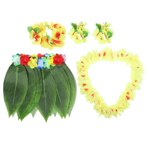 TOGEVAL 1 Set Verstellbarer Hula Rock Mit Buntem Blumenkranz Für Hawaiianische Luau Party Realistische Kostü Dekoration Für Strandpartys Und Bühnenaufführungen Kindergröße von TOGEVAL