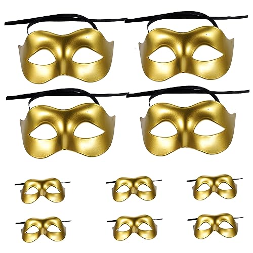 TOGEVAL 10 Stück Goldene Retro Punk Masken Aus Kunststoff Halbe Halloween Maske Paar Maskerade Maske Antike Maske von TOGEVAL