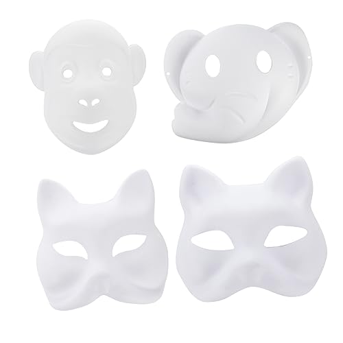 TOGEVAL 12st Leere Maske Outfit Halloween Japanische Maske Abschlussball Requisiten Wolfsmaske Masken Für Kinder Leeres Kostüm Maskerade Affenmaske Leere Kostümmasken Diy Tier Papier Weiß von TOGEVAL