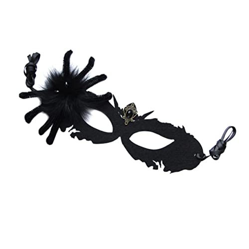 TOGEVAL 1stk Spinnen-halbgesichtsmaske Tag Der Toten Masken Dekorative Halloween- Spinnenaugenmasken Maskerade- Für Dame Neuheit Halloween-masken Strass Black Plüschstreifen von TOGEVAL