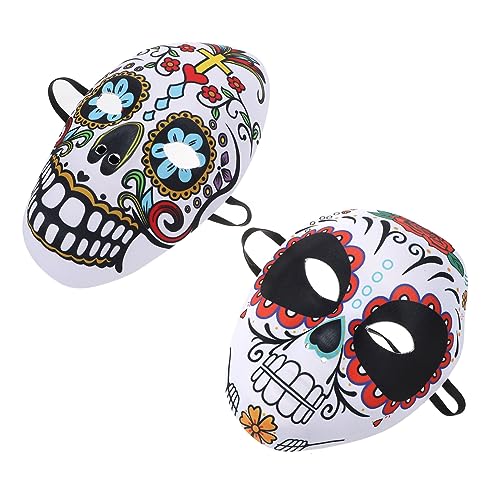 TOGEVAL 2 Stück Gesichtsmaske Für Halloween Und Karneval Maskerademaske Im Tag Der Toten Design Dekorative Partymaske Für Festliche Anlässe Und Kostüme von TOGEVAL