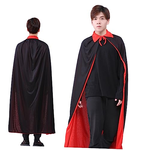 TOGEVAL Halloween Cape Kostüme für Erwachsene Schwarz und Rot Cape Hut Vampir Cosplay Party Wear von TOGEVAL