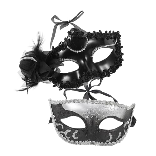 TOGEVAL 2er Set Venezianische Maske Für Paare Elegante Halbmaske Für Karneval Halloween Und Kostümpartys Damen Und Herren Maskerade Maske Mit Feinen Details Und Schmuckelementen von TOGEVAL