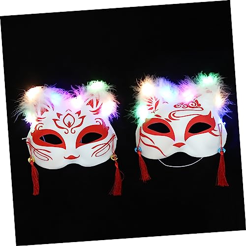 TOGEVAL 2St Fuchs Maske glowing mask fox mask Fuchs-Dekoration Fuchs-Masken-Requisiten Tiere Masken geführte Halloween-Masken Maskerade-Kostümzubehör Cosplay-Party-Maske Knopfbatterie rot von TOGEVAL