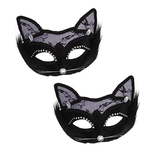 TOGEVAL 2St Maskerade Maske Masken für Tanzpartys Cosplay-Kostüme Abschlussball Masken Partydekoration halloween maske halloween-maske Paar Gesichtsmaske Maskerade Spielzeug PVC Black von TOGEVAL