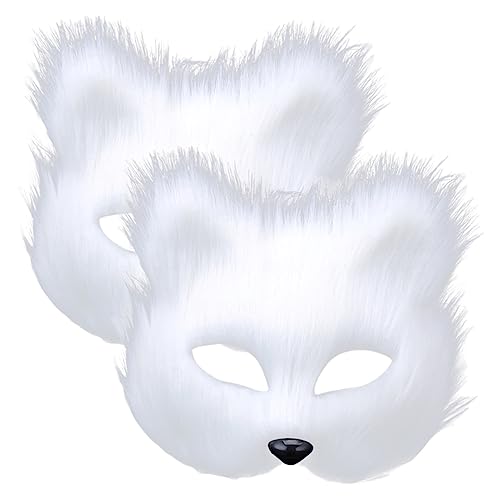 TOGEVAL 2St Maskerade-Party-Maske halloween masken halloweenmaske faschingsmasken tierkostüme Katzenfrau Cosplay-Halloween halloween deko Halloween-Fuchsmaske Karnevalsmaske Plastik Weiß von TOGEVAL