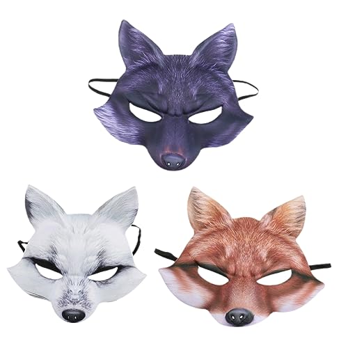 TOGEVAL 3st Halloween-fuchsmaske Tiergesichtsmaske Urlaubsparty Masken Wolfsmaske Cosplay-maskenornament Dekorative Maske Party-maske Maskerade-gesichtsabdeckung Japanischer Fuchs Eva von TOGEVAL