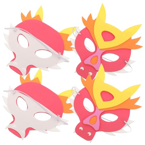 TOGEVAL 4 Stück Kindermaske Zum Jahr Des Drachen Lustige Maske Drachenmaske Für Maskerade Drachenmaske Für Party Drachenmaske Für Kinder Cosplay-tiermaske Cosplay-partymaske Eva von TOGEVAL