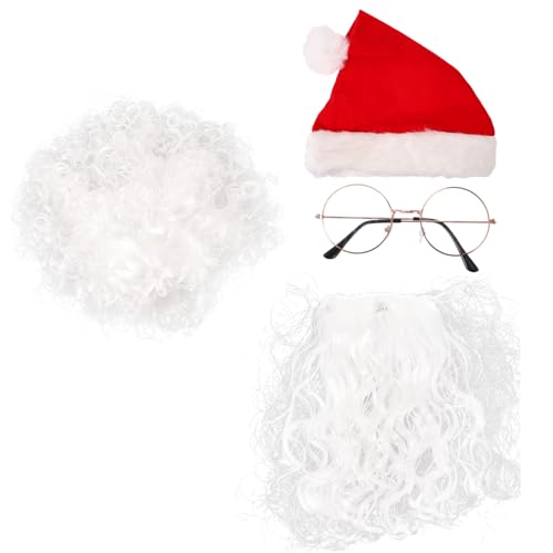 TOGEVAL 4 stücke Set Santa Perücke Hut Bart Brille Weihnachten Santa Claus Cosplay Requisiten von TOGEVAL