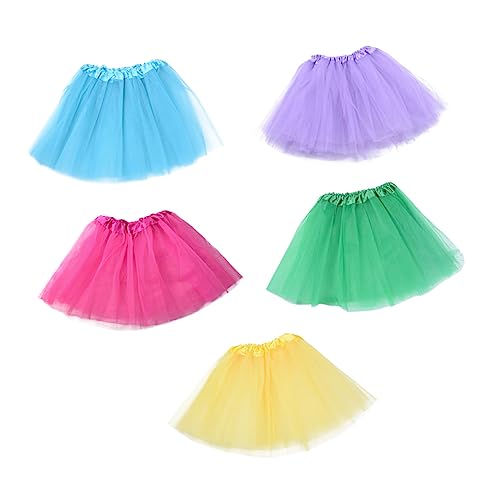 TOGEVAL 5 Teiliges Set Kinder Mädchen Tutu Rock Kleid 3 Lagiger Tüll Tutu Für Kostüme Und Fasching Ideal Für Kleine Prinzessinnen Und Besondere Anlässe Bunt Und Verspielt von TOGEVAL