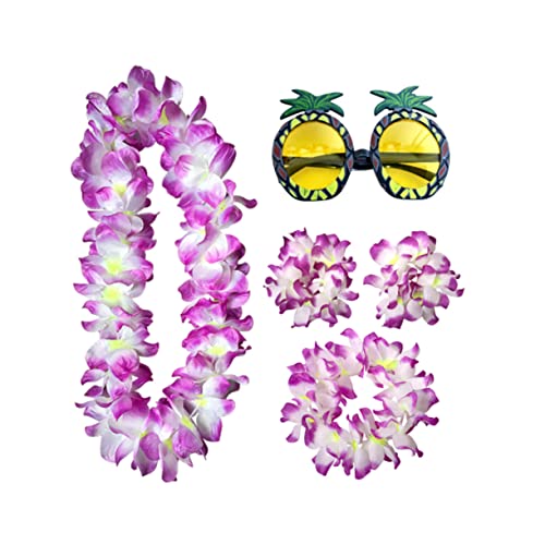 TOGEVAL 5St Hawaii-Kopfschmuck hawaiianische Blumenkette hawaiianisches Partykostüm hawaiianische Partygeschenke hawaii kopfschmuck hawaii kleidung Hawaii-Armband lustige brille Violett von TOGEVAL