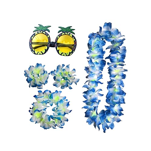 TOGEVAL 5st Hawaii-armband Hawaiianische Blumenkette Hawaiianisches Partykostüm Hawaiianische Partygeschenke Partybrille Ananas Brille Hawaii-girlande Ananas-brille Lustige Brille von TOGEVAL