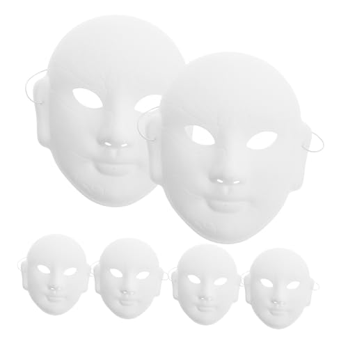 TOGEVAL 6 Stück DIY Vollplastik Bemalbare Mache Blank Weiß Mardi Gras Maskerade Für Cosplay Halloween Kostüme von TOGEVAL