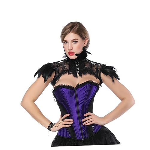 TOGEVAL Cosplay-Umhang schwarzes Outfit Gothic Halsband Cosplay-Kostüm aus Spitze Gothic Umhang Kainival-Kostüm-Stola Halloween Costume Halloween Kleidung Mantel Spitzenumhang Kap Black von TOGEVAL