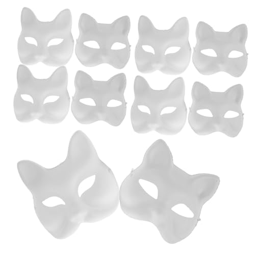 TOGEVAL DIY Katzen Und Fuchsmasken Set Unbemalte Pappmasken Zum Selbstgestalten Perfekte Tiermasken Für Halloween Karneval Cosplay Und Maskenpartys Bastelmasken Für von TOGEVAL