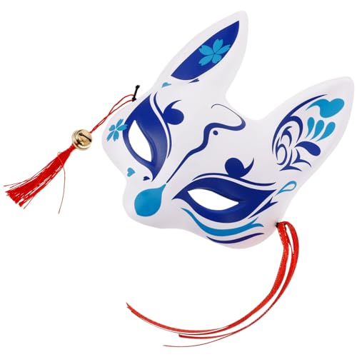 TOGEVAL Fuchs-Dämonenmaske half face mask costume masks Japanische Fuchsmaske schkafmaske Maskenparty halbe Gesichtsmaske halbe Gesichtsfuchsmaske Cosplay-Maske Halbgesichtsmaske PVC Blue von TOGEVAL