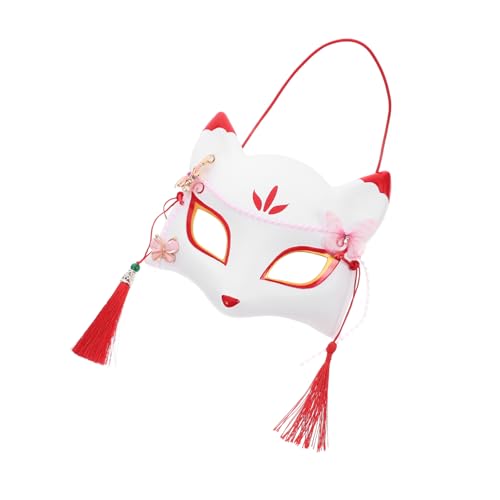 TOGEVAL Fuchs Maske Shrine Maiden Cosplay Cosplay-gesichtsmaske Japanische Gesichtsmaske Maskerade Mit Stock Gestaltete Maske Das Kostüm Kinderkostüme Männer Maskieren Weiß Plastik von TOGEVAL