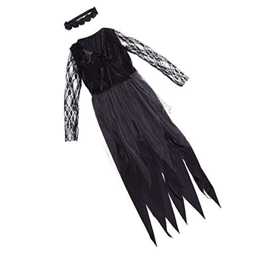 TOGEVAL Halloween Geisterbraut Kostü Für Damen Gruseliges Vampir Kleid Mit Tüll Und Langen Ärmeln Ideal Für Karneval Horror Events Und Kostümpartys Größe von TOGEVAL