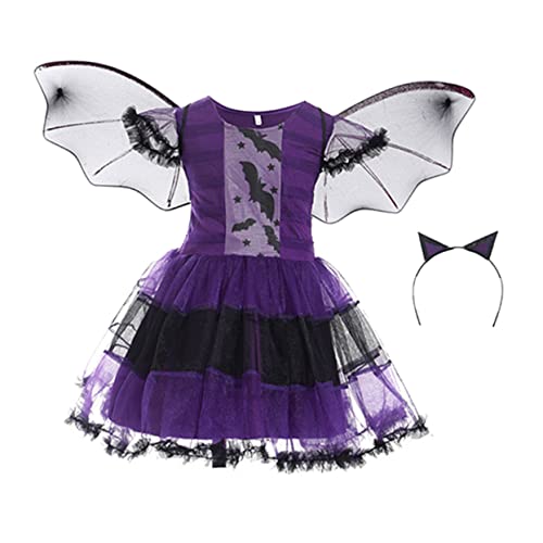 TOGEVAL Hexen Kinder Halloween-kostüm Für Kinder Halloween Kostü Set Ädchen Hexen Cape Für Cosplay Verkleidung Für Halloween Bühnenaufführung Und Halloween Party Zubehör von TOGEVAL