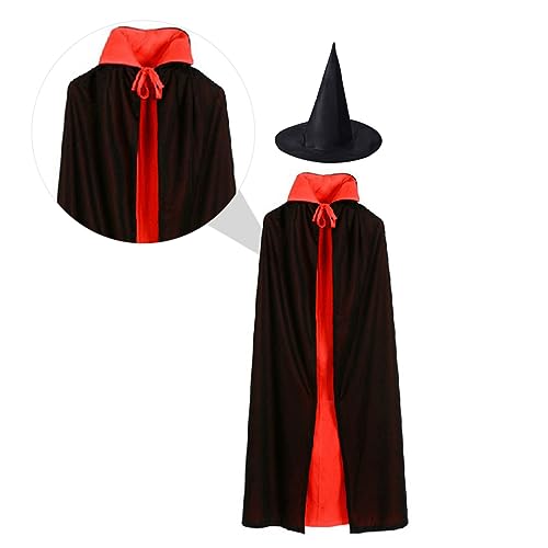 TOGEVAL Halloween Umhang Kostüm Mit Kapuze Cosplay Zubehör Für Erwachsene Schwarz Und Rot Ideal Für Halloween Karneval Kostümpartys Unisex Design von TOGEVAL