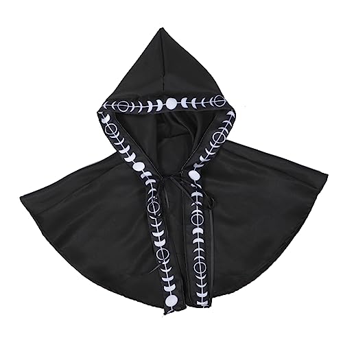 TOGEVAL Halloween kurzer Umhang mit Kapuze Halloween umhang Halloween Costume schwarzes Cape Halloween Kurze Kapuze Rothauben-Cosplay mittelalterliche Haube Kapuzenumhang für Frauen Stoff von TOGEVAL