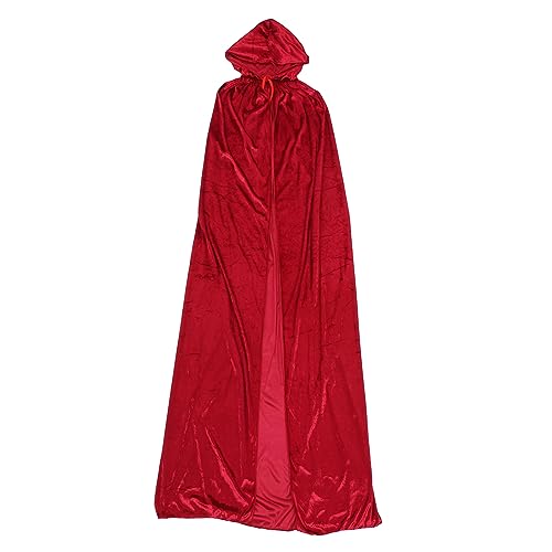 TOGEVAL Halloween-kapuzenumhang Halloween Üsch Cape Für Damen Weinrotes Kapuzen Cape 17 Meter Lang Ideal Für Halloween Cosplay Bühnenaufführungen Vielseitiges Foto von TOGEVAL