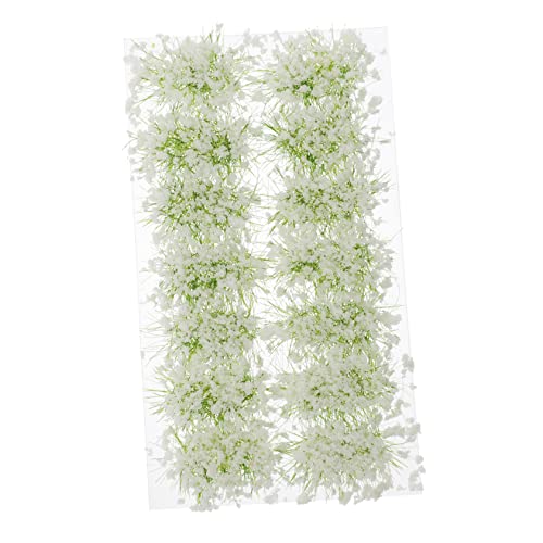 TOKIDNY 1 Schachtel Grasschuppen Miniaturpflanzen künstliche Outdoor-Pflanzen Landschaft DIY Materialien grünes Moos plastiktisch plastikenten Grasbüschel Gras-Cluster Kunststoffharz Weiß von TOKIDNY