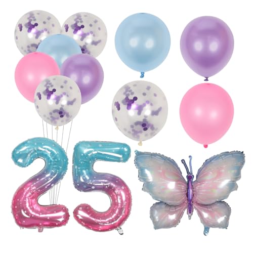 TOKIDNY 2 Sets Von Lila Blauen Schmetterling Folienballons Dekorationsset Für Kindergeburtstage 25 Geburtstagsfeier Partyzubehör Luftballons Für Feierliche Anlässe von TOKIDNY