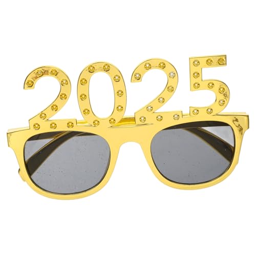 TOKIDNY 2025 Partygeschenk Für Das Neue Jahr 2024 Brillen Silvester Brille Halloween-brillen-requisiten Lustige Tanzbrille Glitzernde Weihnachtsbrille Cosplay-brille Partybrille Stk Golden von TOKIDNY