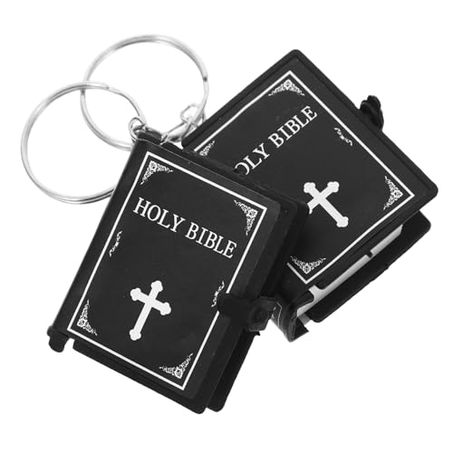 TOKIDNY 2St Schlüsselanhänger Jesus-Charme christlicher Pedant vorhanden Miniaturbücher Bibelgeschenk religiös Bibelanhänger Taschenanhänger Taufornament Rucksack-Hängedekoration Abs Black von TOKIDNY