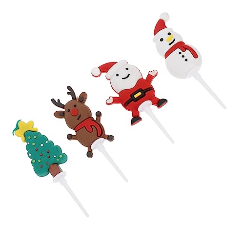 TOKIDNY 4 Stück Weihnachtskucheneinsatz Weihnachts-topper-kuchen Weihnachtsdekoration Weihnachtsparty-dekoration Vorspeisen Weihnachts-cupcake-dekor Cupcake-topper Weiches Gummi Colorful von TOKIDNY