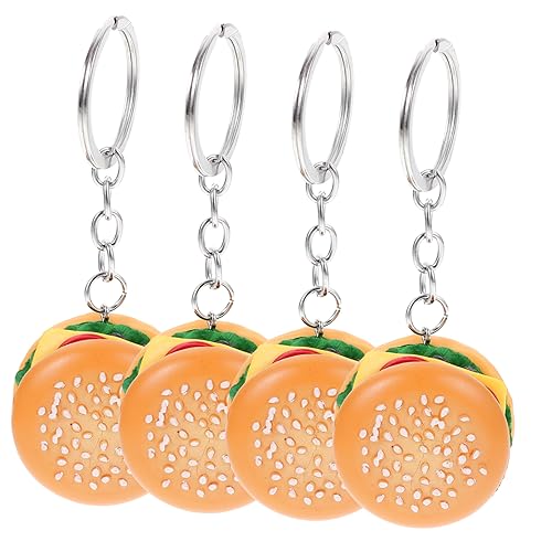 TOKIDNY 4Pcs Simulation Food Anhänger Hamburger Schlüssel Ring Ornament Hamburger Form Charme Netter Hamburger Charm Hamburger Anhänger Mode Keychain Hamburger Schlüsselanlagen Hamburger von TOKIDNY