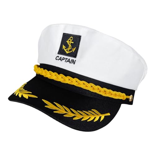 TOKIDNY Captain Hat Captain Mütze Kapitänsmütze Für Verstellbare Matrosenmütze Für Kostümpartys Cosplay Und Halloween Weiße Marine Kapitänsmütze Kopfgröße Ein Stück von TOKIDNY